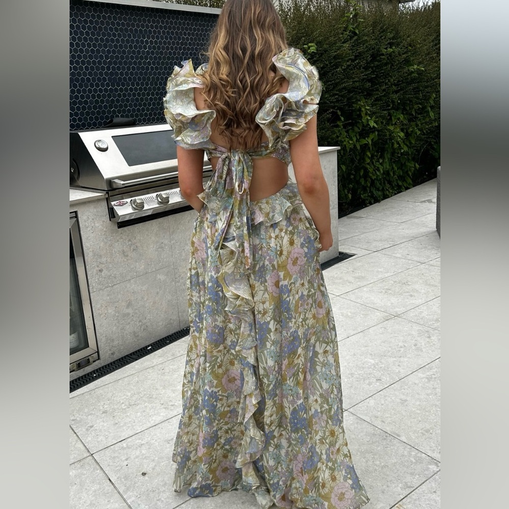 Luxxel Pastel Floral Ruffle Maxi Dress